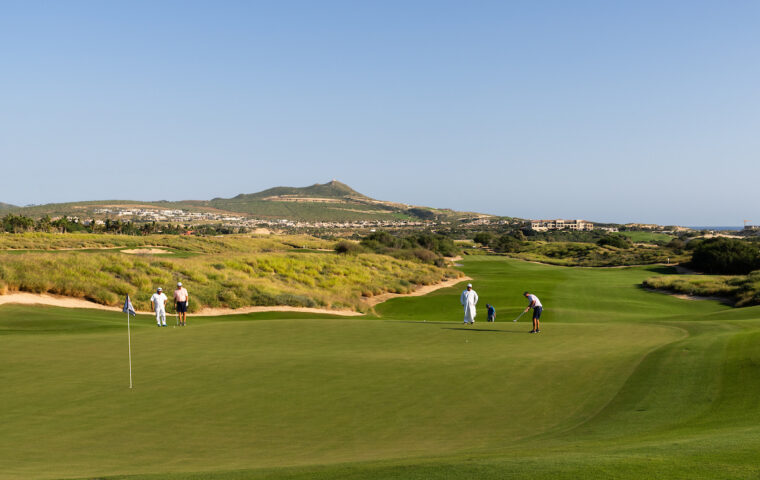 Golfers take to the greens of El Cardonal at Diamante, Los Cabos—the spectacular Tiger Woods–designed course hosting the 2025 World Wide Technology Championship, November 6–9. Image Credit: Darren Carroll