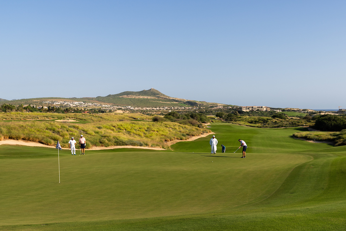 Golfers take to the greens of El Cardonal at Diamante, Los Cabos—the spectacular Tiger Woods–designed course hosting the 2025 World Wide Technology Championship, November 6–9. Image Credit: Darren Carroll