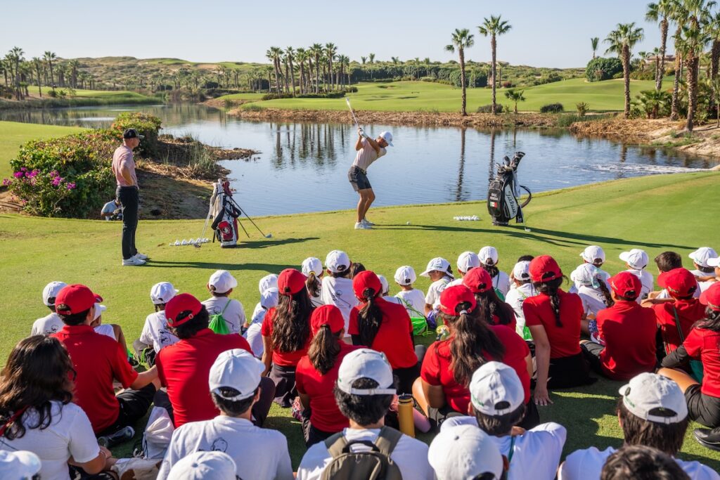 Young participants from the First Tee Diamante program enjoy a hands-on golf clinic, inspiring the next generation through fun, learning, and the spirit of the game. Image credit; World Wide Technology Championship
